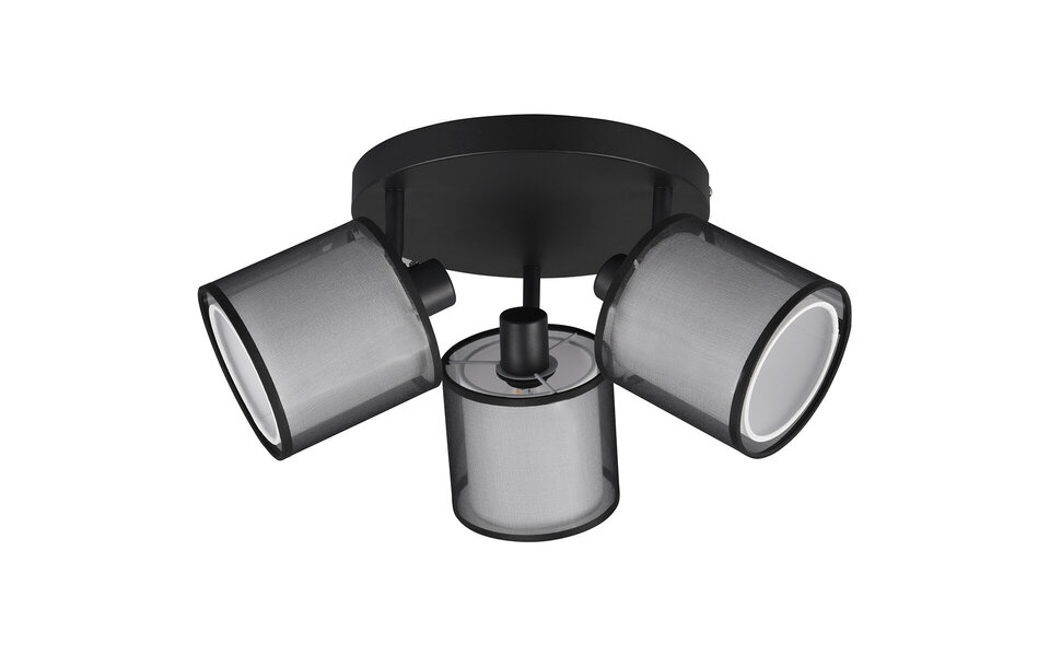 HLW LED LED Ceiling Spotlight - Ceiling Lighting - Trion Bidon - E14 Fitting - 3 Lights - Round - Matte Black - Aluminum