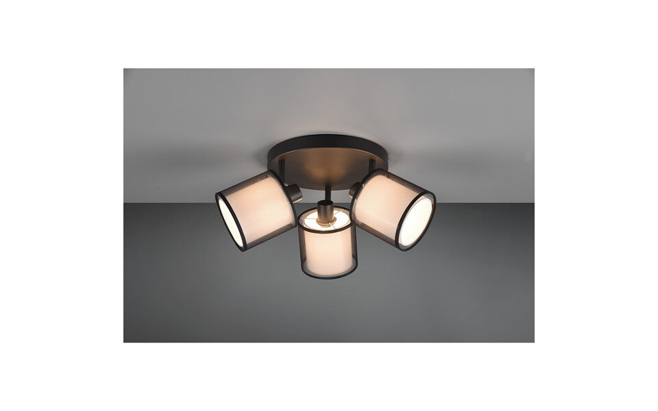 HLW LED LED Ceiling Spotlight - Ceiling Lighting - Trion Bidon - E14 Fitting - 3 Lights - Round - Matte Black - Aluminum