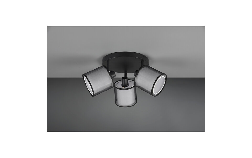 HLW LED LED Ceiling Spotlight - Ceiling Lighting - Trion Bidon - E14 Fitting - 3 Lights - Round - Matte Black - Aluminum