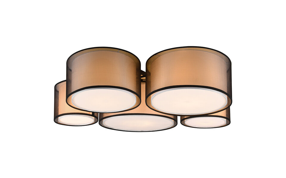 HLW LED LED Ceiling Lamp - Ceiling Lighting - Trion Bidon - E27 Fitting - 5 Lights - Round - Matte Black - Aluminum