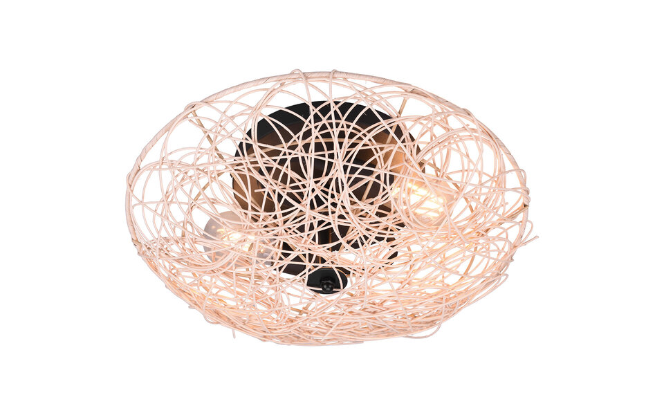 HLW LED LED Plafondlamp - Plafondverlichting - Trion Lopar - E27 Fitting - 2-lichts - Rond - Bruin - Hout