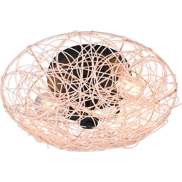 HLW LED LED Plafondlamp - Plafondverlichting - Trion Lopar - E27 Fitting - 2-lichts - Rond - Bruin - Hout