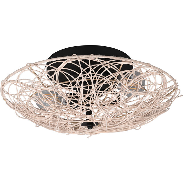 HLW LED LED Ceiling Light - Ceiling Lighting - Trion Lopar - E27 Fitting - 2 Lights - Round - Brown - Wood