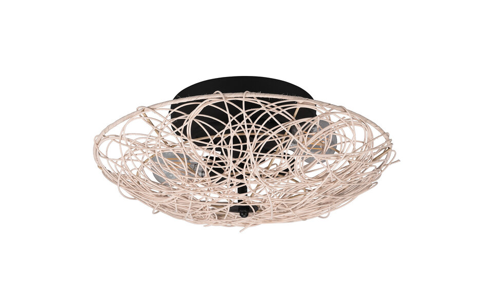 HLW LED LED Ceiling Light - Ceiling Lighting - Trion Lopar - E27 Fitting - 2 Lights - Round - Brown - Wood