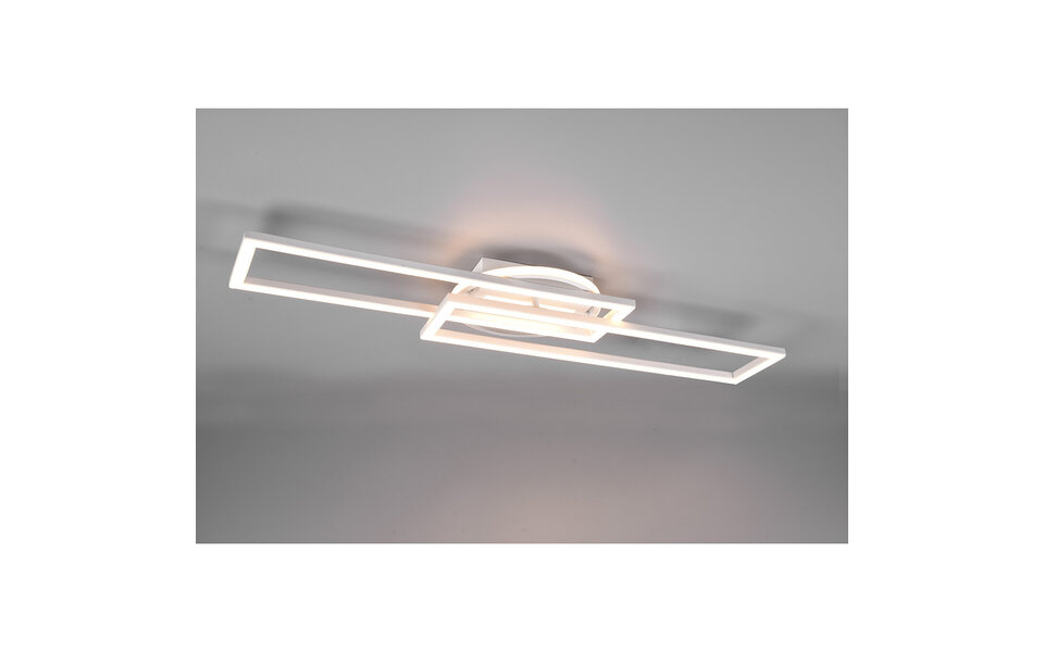 HLW LED LED Plafondlamp - Plafondverlichting - Trion Tiger - 30W - Aanpasbare Kleur - Afstandsbediening - Dimbaar - Rechthoek - Mat Wit - Aluminium