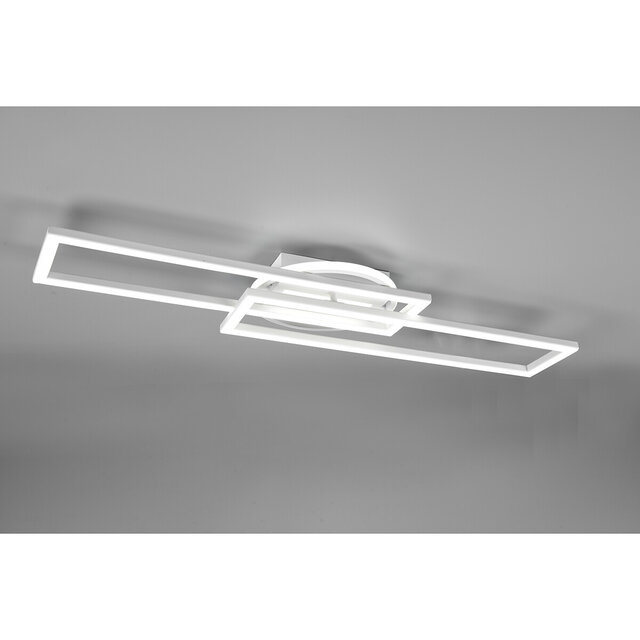 HLW LED LED Plafondlamp - Plafondverlichting - Trion Tiger - 30W - Aanpasbare Kleur - Afstandsbediening - Dimbaar - Rechthoek - Mat Wit - Aluminium