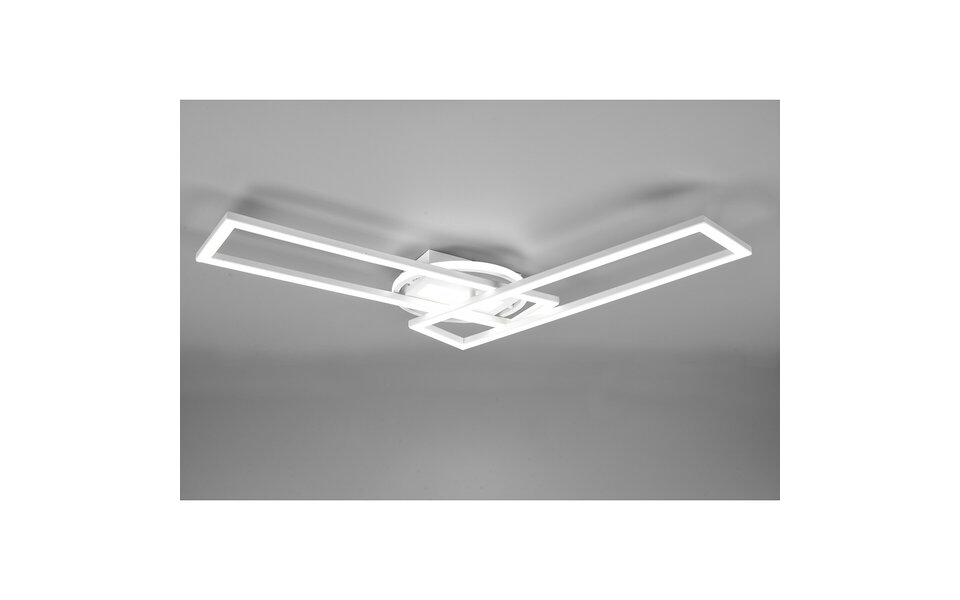 HLW LED LED Plafondlamp - Plafondverlichting - Trion Tiger - 30W - Aanpasbare Kleur - Afstandsbediening - Dimbaar - Rechthoek - Mat Wit - Aluminium