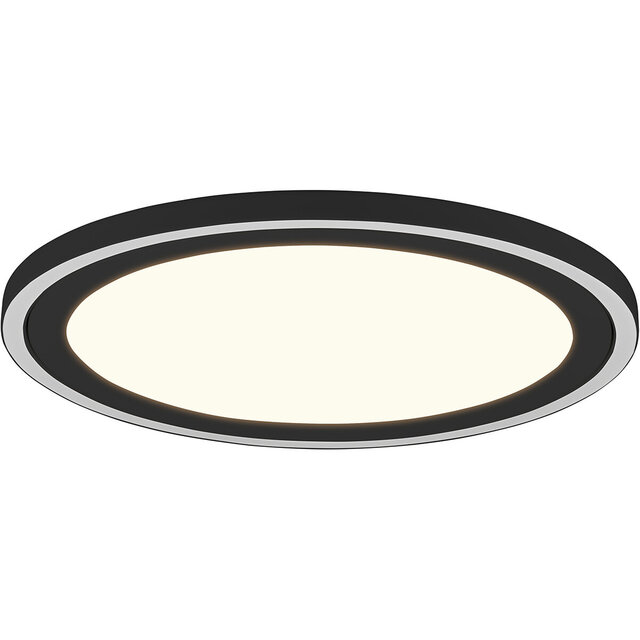 ronde mat zwarte LED plafondlamp Ø43 cm 29W warm wit licht 3000K 4600 lumen
