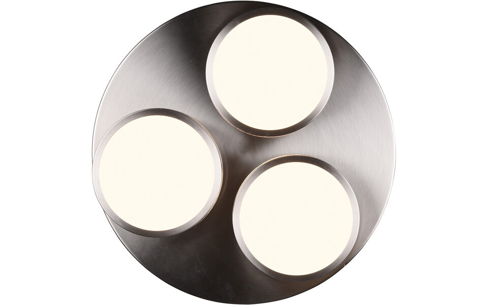HLW LED LED Ceiling Light - Ceiling Lighting - Trion Franco - 25.5W - Warm White 3000K - 3-light - Dimmable - Round - Matte Nickel - Aluminum