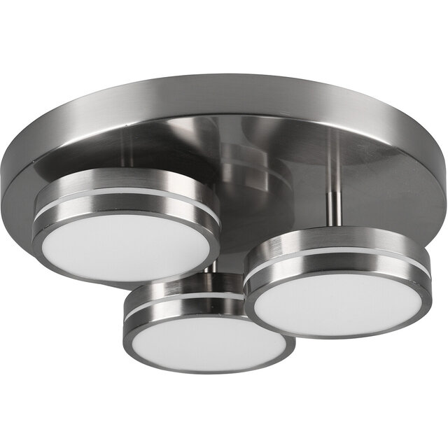 HLW LED LED Ceiling Light - Ceiling Lighting - Trion Franco - 25.5W - Warm White 3000K - 3-light - Dimmable - Round - Matte Nickel - Aluminum