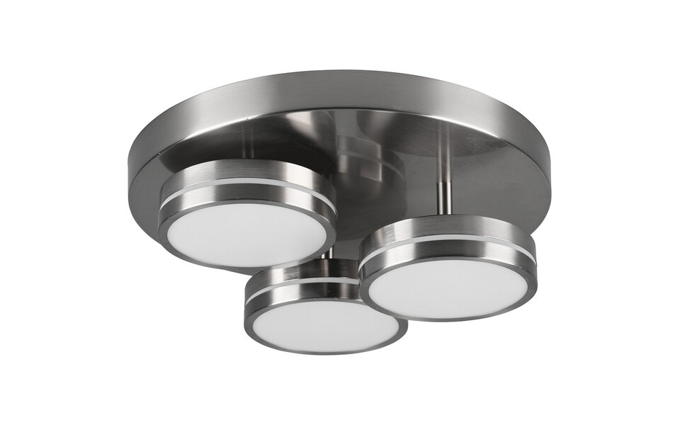 HLW LED LED Ceiling Light - Ceiling Lighting - Trion Franco - 25.5W - Warm White 3000K - 3-light - Dimmable - Round - Matte Nickel - Aluminum