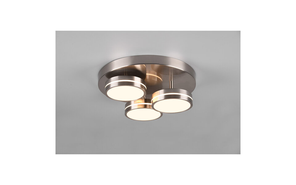 HLW LED LED Ceiling Light - Ceiling Lighting - Trion Franco - 25.5W - Warm White 3000K - 3-light - Dimmable - Round - Matte Nickel - Aluminum