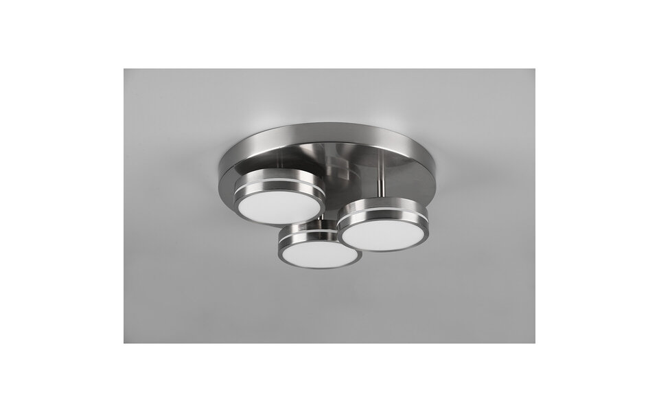 HLW LED LED Plafondlamp - Plafondverlichting - Trion Franco - 25.5W - Warm Wit 3000K - 3-lichts - Dimbaar - Rond - Mat Nikkel - Aluminium