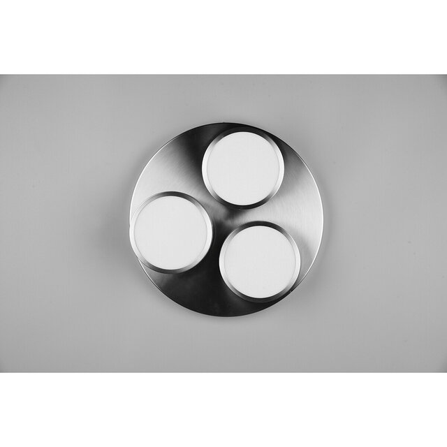 HLW LED LED Plafondlamp - Plafondverlichting - Trion Franco - 25.5W - Warm Wit 3000K - 3-lichts - Dimbaar - Rond - Mat Nikkel - Aluminium