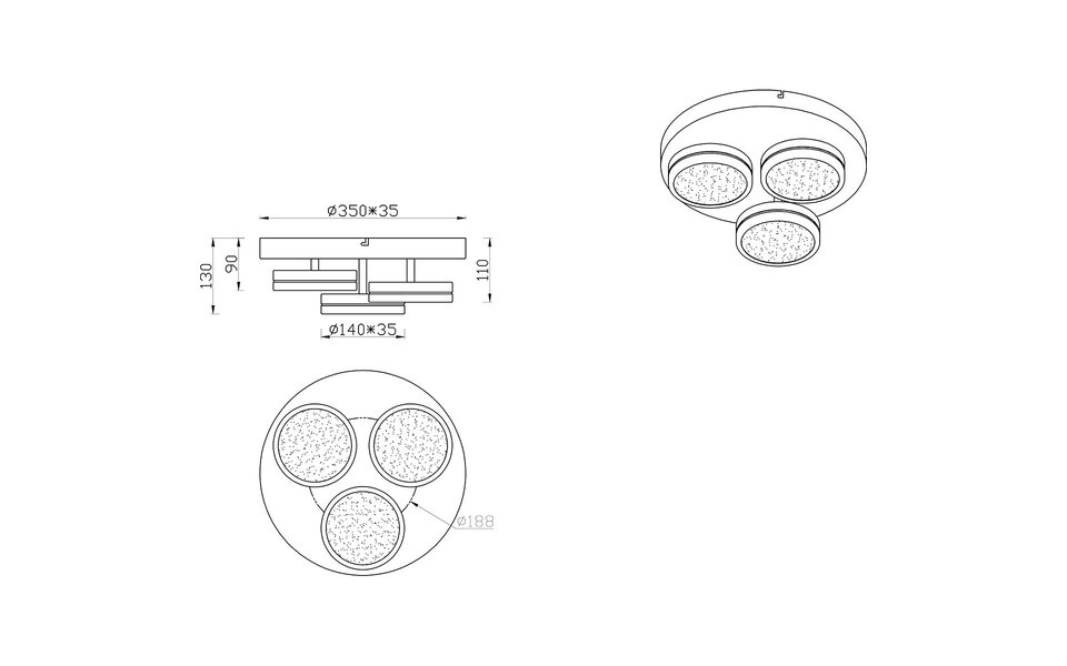 HLW LED LED Plafondlamp - Plafondverlichting - Trion Franco - 25.5W - Warm Wit 3000K - 3-lichts - Dimbaar - Rond - Mat Nikkel - Aluminium