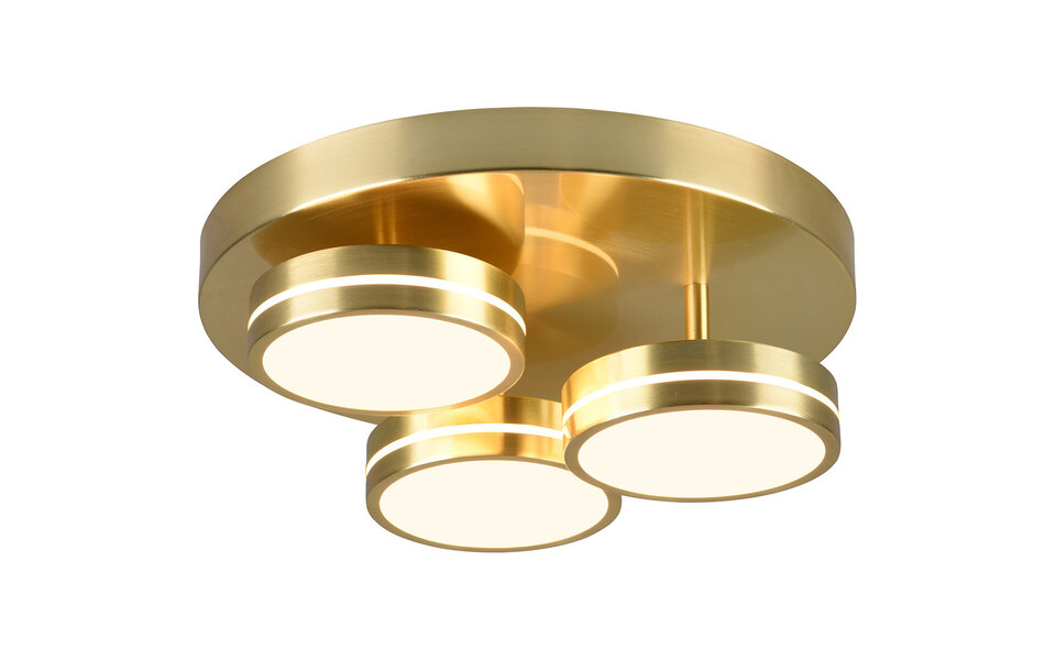 HLW LED LED Ceiling Light - Ceiling Lighting - Trion Franco - 25.5W - Warm White 3000K - 3-light - Dimmable - Round - Matte Gold - Aluminum