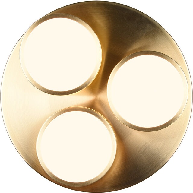 ronde mat gouden LED plafondlamp van 35 cm met 25,5W vermogen en warm wit licht van 3000K dimbaar