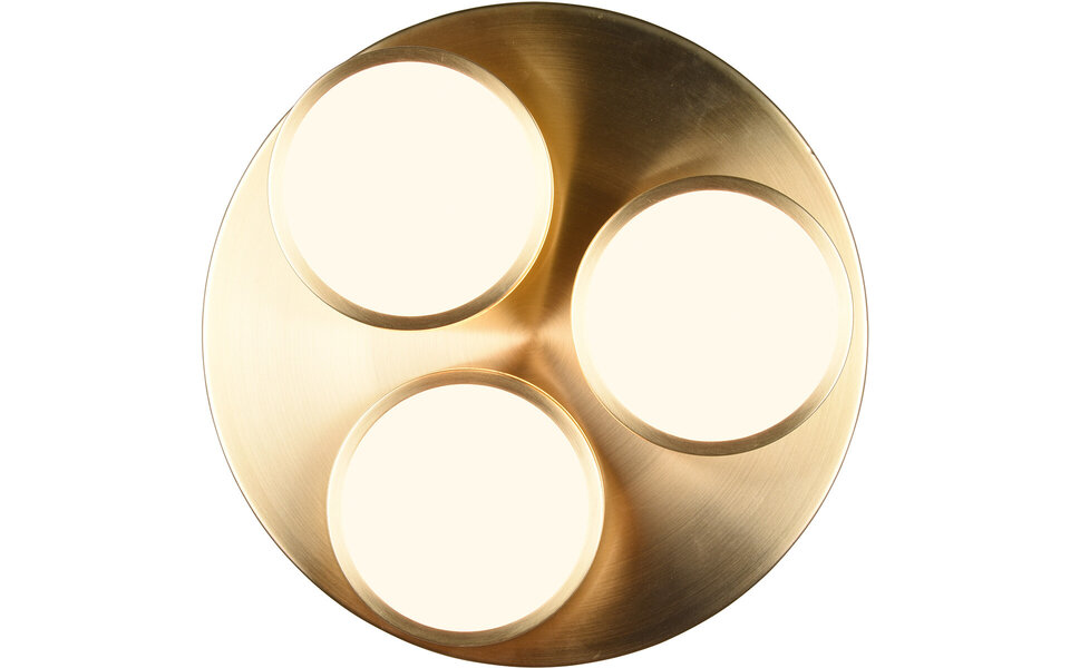 HLW LED LED Ceiling Light - Ceiling Lighting - Trion Franco - 25.5W - Warm White 3000K - 3-light - Dimmable - Round - Matte Gold - Aluminum