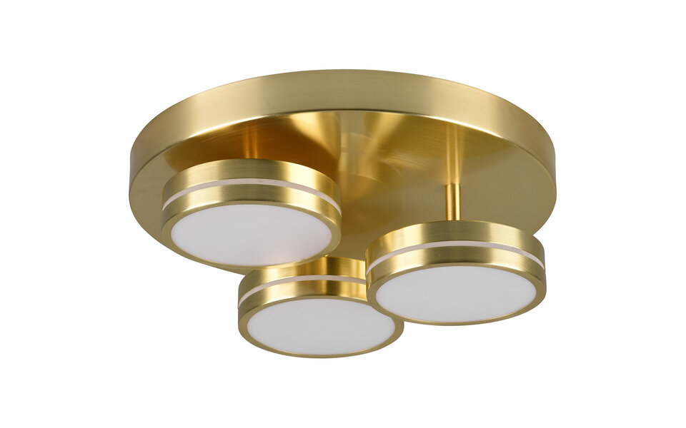 HLW LED LED Ceiling Light - Ceiling Lighting - Trion Franco - 25.5W - Warm White 3000K - 3-light - Dimmable - Round - Matte Gold - Aluminum