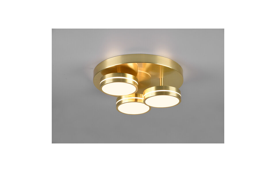 HLW LED LED Ceiling Light - Ceiling Lighting - Trion Franco - 25.5W - Warm White 3000K - 3-light - Dimmable - Round - Matte Gold - Aluminum