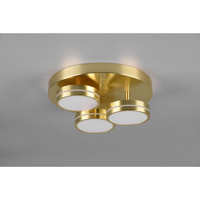 HLW LED LED Ceiling Light - Ceiling Lighting - Trion Franco - 25.5W - Warm White 3000K - 3-light - Dimmable - Round - Matte Gold - Aluminum