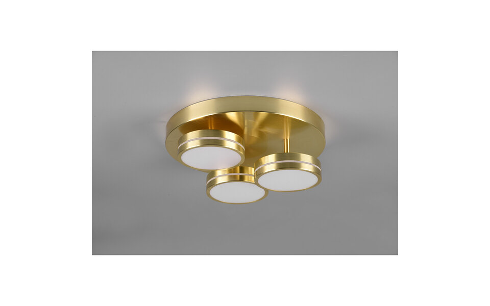 HLW LED LED Ceiling Light - Ceiling Lighting - Trion Franco - 25.5W - Warm White 3000K - 3-light - Dimmable - Round - Matte Gold - Aluminum