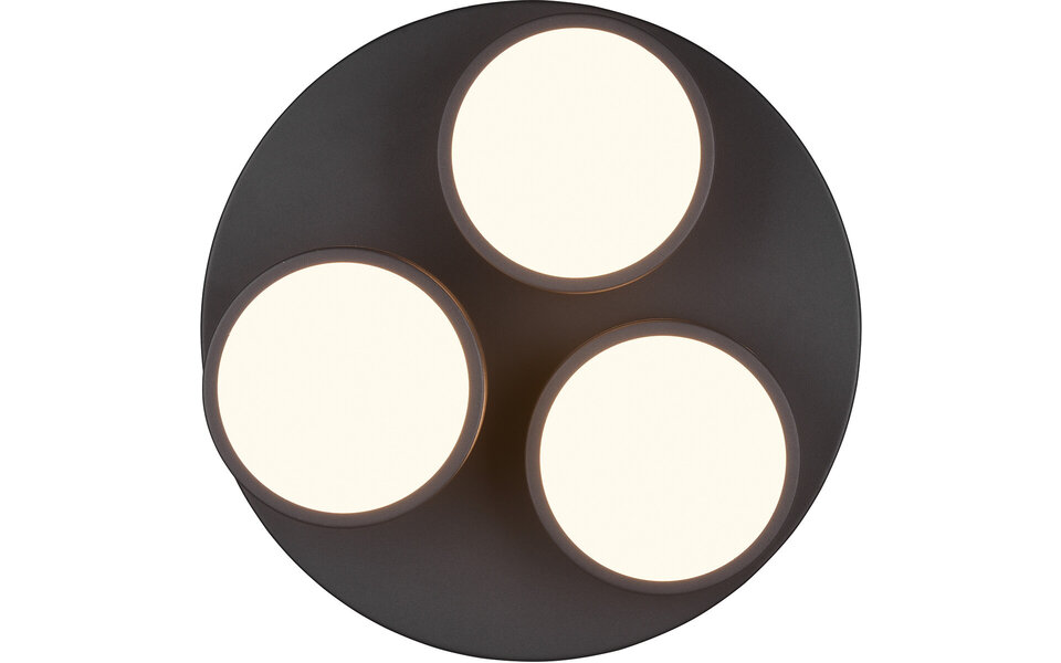 HLW LED LED Ceiling Lamp - Ceiling Lighting - Trion Franco - 25.5W - Warm White 3000K - 3-light - Dimmable - Round - Matte Anthracite - Aluminum