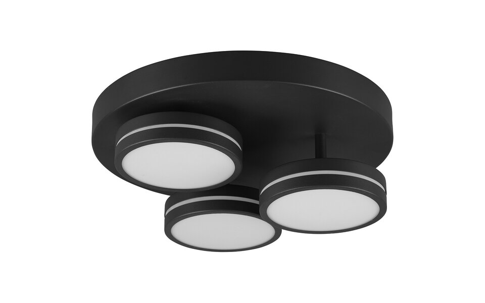HLW LED LED Plafondlamp - Plafondverlichting - Trion Franco - 25.5W - Warm Wit 3000K - 3-lichts - Dimbaar - Rond - Mat Antraciet - Aluminium