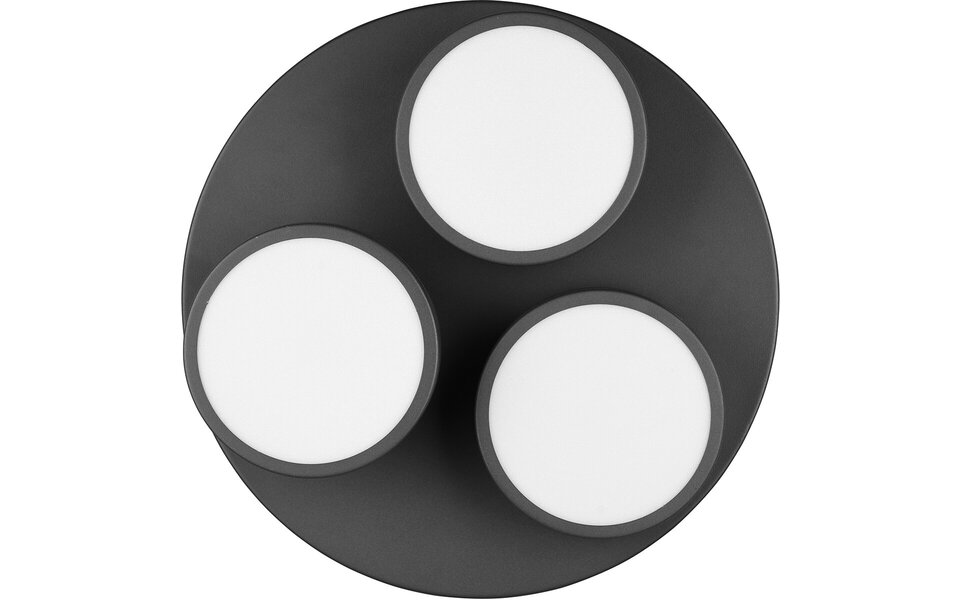 HLW LED LED Ceiling Lamp - Ceiling Lighting - Trion Franco - 25.5W - Warm White 3000K - 3-light - Dimmable - Round - Matte Anthracite - Aluminum