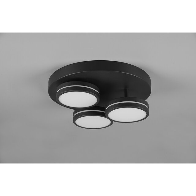 HLW LED LED Plafondlamp - Plafondverlichting - Trion Franco - 25.5W - Warm Wit 3000K - 3-lichts - Dimbaar - Rond - Mat Antraciet - Aluminium