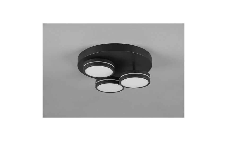 HLW LED LED Plafondlamp - Plafondverlichting - Trion Franco - 25.5W - Warm Wit 3000K - 3-lichts - Dimbaar - Rond - Mat Antraciet - Aluminium