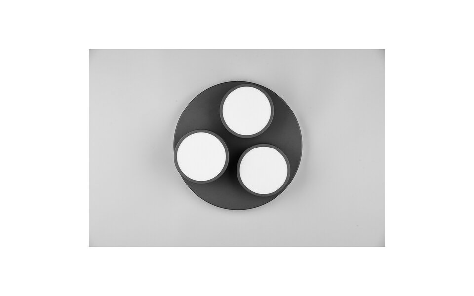 HLW LED LED Ceiling Lamp - Ceiling Lighting - Trion Franco - 25.5W - Warm White 3000K - 3-light - Dimmable - Round - Matte Anthracite - Aluminum