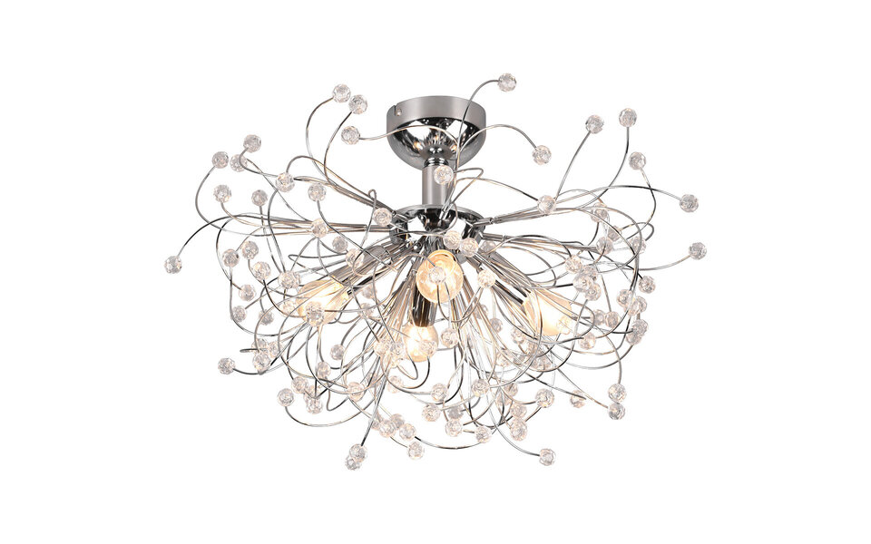 HLW LED LED Plafondlamp - Plafondverlichting - Trion Guston - E14 Fitting - 4-lichts - Rond - Mat Chroom - Aluminium HLW LED LED Plafondlamp - Plafondverlichting - Trion Guston - E14 Fitting - 4-lichts - Rond - Mat Chroom - Aluminium