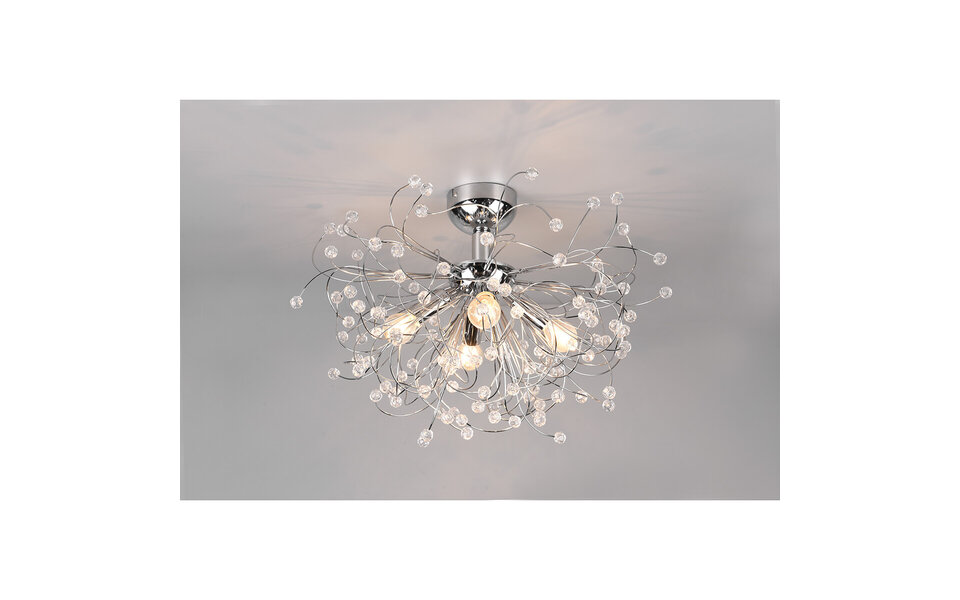 HLW LED LED Ceiling Lamp - Ceiling Lighting - Trion Guston - E14 Fitting - 4 Lights - Round - Matte Chrome - Aluminum HLW LED LED Ceiling Lamp - Ceiling Lighting - Trion Guston - E14 Fitting - 4 Lights - Round - Matte Chrome - Aluminum