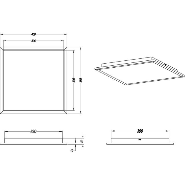 vierkante mat zwarte LED plafondlamp 26W met warm wit licht 3000K en 3000 lumen