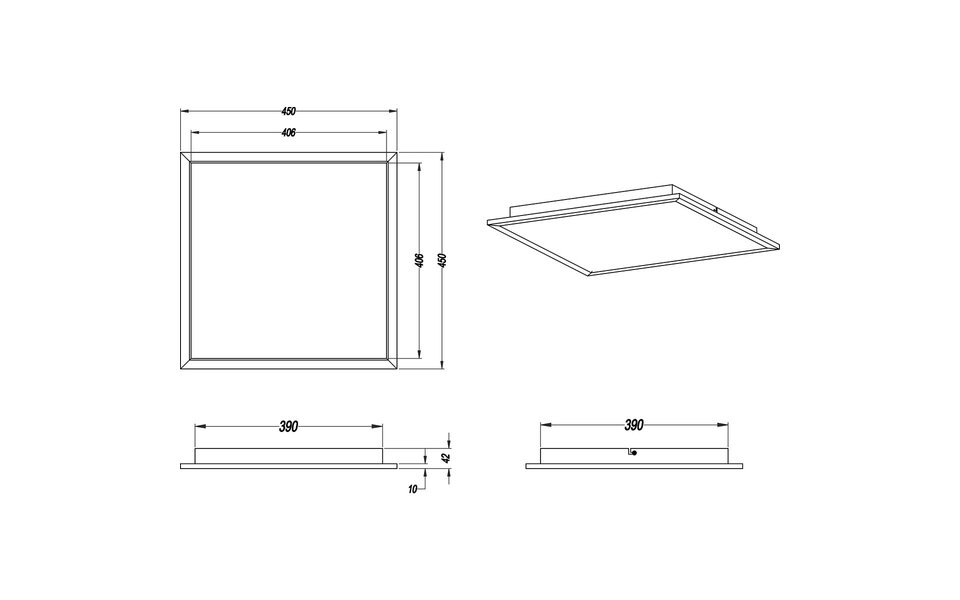 HLW LED LED Ceiling Light - Ceiling Lighting - Trion Povino - 26W - Warm White 3000K - Dimmable - Square - Matte Black - Aluminum