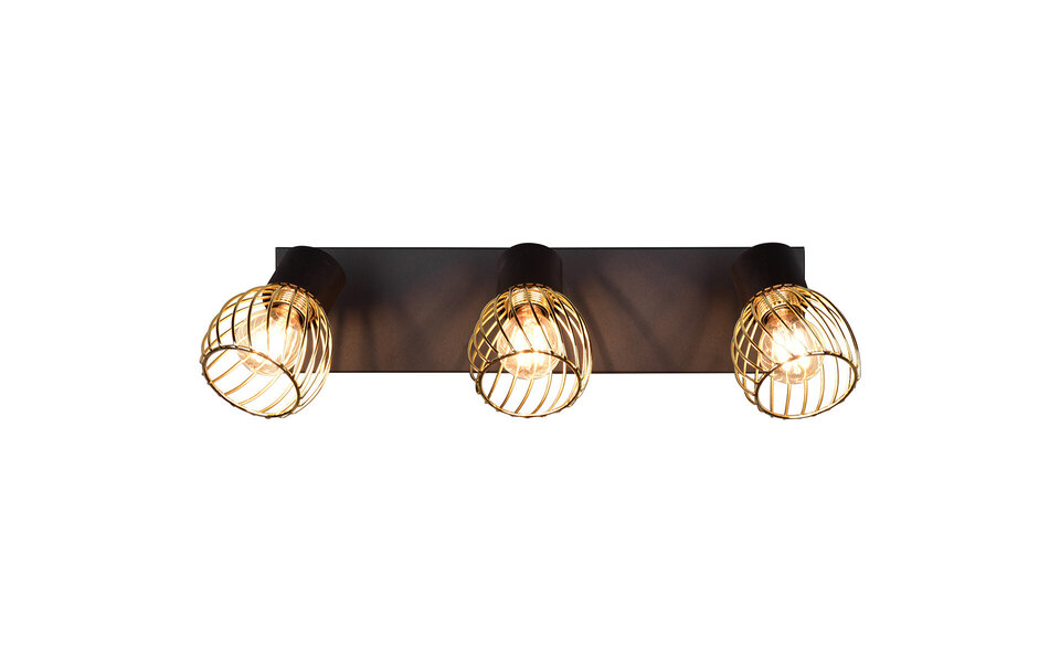 HLW LED LED Ceiling Spotlight - Ceiling Lighting - Trion Ordan - E14 Fitting - 3 Lights - Black/Gold