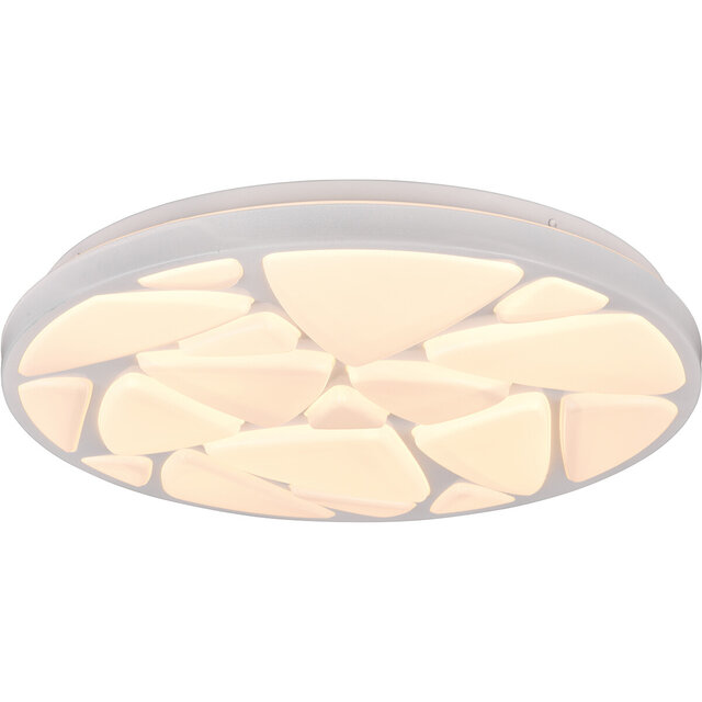 HLW LED LED Ceiling Lamp - Ceiling Lighting - Trion Stroma - 16W - Dimmable - Adjustable Light Color - Remote Control - Round - Matte White - Plastic