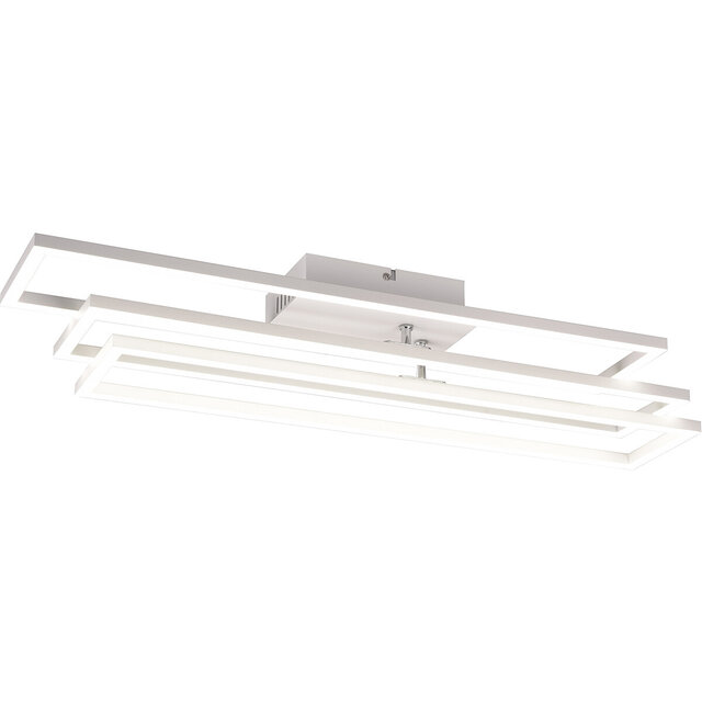 HLW LED LED Ceiling Lamp - Ceiling Lighting - Trion Rosso - 36W - Adjustable Color - Remote Control - Dimmable - Square - Matte White - Metal