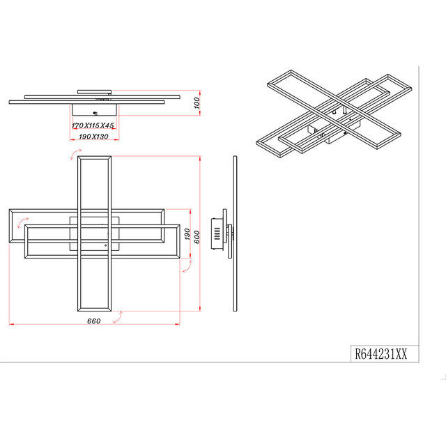 HLW LED LED Ceiling Lamp - Ceiling Lighting - Trion Rosso - 36W - Adjustable Color - Remote Control - Dimmable - Square - Matte White - Metal