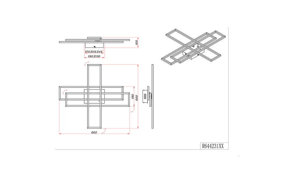 HLW LED LED Ceiling Lamp - Ceiling Lighting - Trion Rosso - 36W - Adjustable Color - Remote Control - Dimmable - Square - Matte White - Metal
