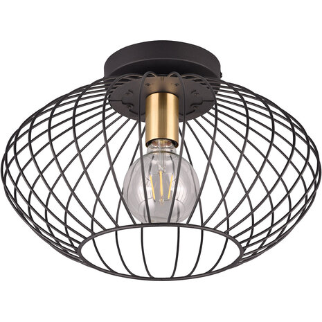 LED Plafondlamp - Plafondverlichting - Trion Rigo - E27 Fitting - 1-lichts - Rond - Mat Zwart - Metaal LED Plafondlamp - Plafondverlichting - Trion Rigo - E27 Fitting - 1-lichts - Rond - Mat Zwart - Metaal