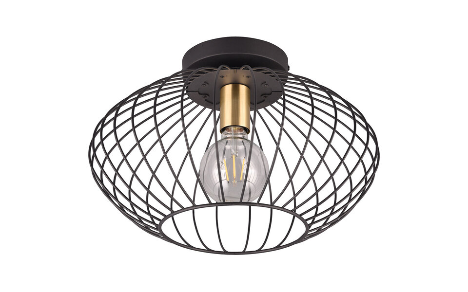 HLW LED LED Ceiling Lamp - Ceiling Lighting - Trion Rigo - E27 Fitting - 1-light - Round - Matte Black - Metal HLW LED LED Ceiling Lamp - Ceiling Lighting - Trion Rigo - E27 Fitting - 1-light - Round - Matte Black - Metal