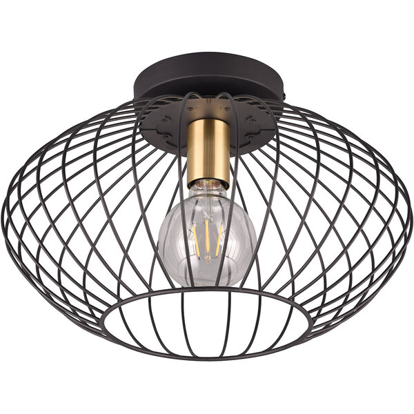 HLW LED LED Plafondlamp - Plafondverlichting - Trion Rigo - E27 Fitting - 1-lichts - Rond - Mat Zwart - Metaal HLW LED LED Plafondlamp - Plafondverlichting - Trion Rigo - E27 Fitting - 1-lichts - Rond - Mat Zwart - Metaal