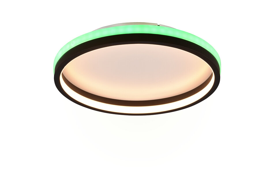 HLW LED LED Plafondlamp - Plafondverlichting - Trion Kio - 18W - RGBW - Dimbaar - Aanpasbare Kleur - Afstandsbediening - Rond - Mat Zwart - Metaal