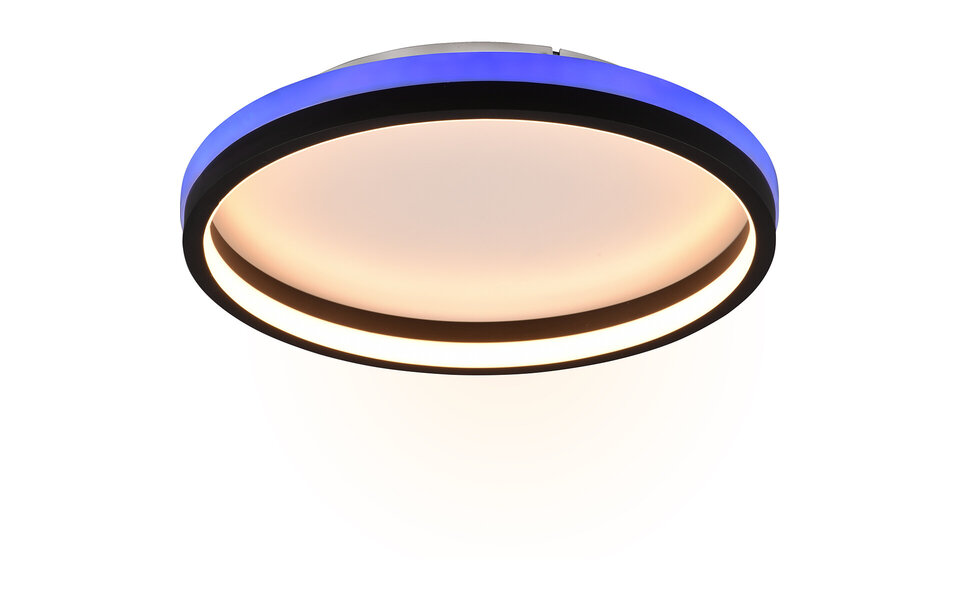HLW LED LED Plafondlamp - Plafondverlichting - Trion Kio - 18W - RGBW - Dimbaar - Aanpasbare Kleur - Afstandsbediening - Rond - Mat Zwart - Metaal