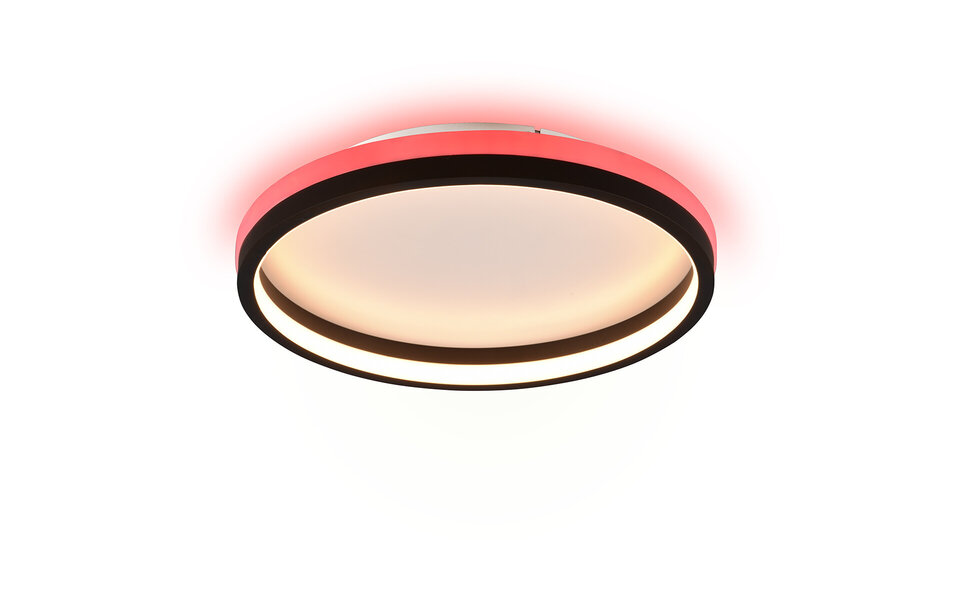 HLW LED LED Plafondlamp - Plafondverlichting - Trion Kio - 18W - RGBW - Dimbaar - Aanpasbare Kleur - Afstandsbediening - Rond - Mat Zwart - Metaal
