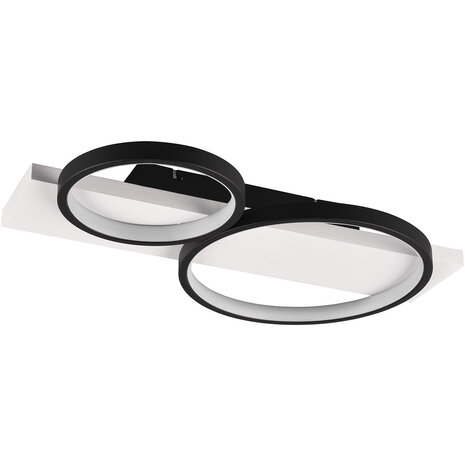 LED Plafondlamp - Trion Rameda - 26W - Warm Wit 3000K - Dimbaar - Rechthoek Rond - Mat Zwart - Metaal LED Plafondlamp - Trion Rameda - 26W - Warm Wit 3000K - Dimbaar - Rechthoek Rond - Mat Zwart - Metaal