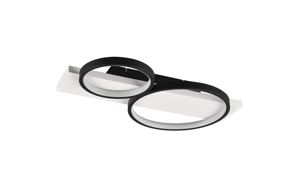 HLW LED LED Plafondlamp - Trion Rameda - 26W - Warm Wit 3000K -  Dimbaar - Rechthoek Rond - Mat Zwart - Metaal