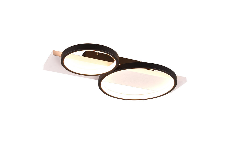 HLW LED LED Plafondlamp - Trion Rameda - 26W - Warm Wit 3000K -  Dimbaar - Rechthoek Rond - Mat Zwart - Metaal